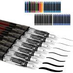 Set de calligraphie, 7 stylos de calligraphie avec diff�rentes pointes et 40 cartouches d'encre en 13 ...