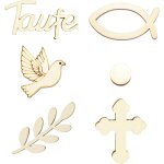 Set de dcoration de baptme, 60pcs de dcoration de communion poissons en bois dcoration confirmation ...
