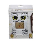 Set harry potter - carnet de notes hedwige fourrure et stylo baguette magique