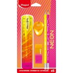Set de papeterie neon - kit rentre ultra - tendance - rgle twist&flex 15cm, 2 crayons graphite, taille ...