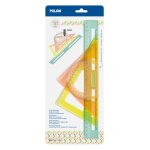 Set de tra�age - g�om�trie - r�gle 30cm - 2 equerres - 1 rapporteur 180 - milan