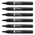 Sharpie lot de 6 marqueurs permanent w10 pointe biseaut�e 1, 5 - 5mm noir