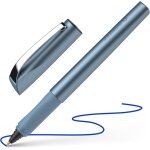 Shiny stylo roller (pour droitiers et gauchers, epaisseur de trait m, avec cartouche d'encre bleu roi) ...