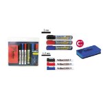 Sign com kit pour tableau blanc : 1 brosse magn�tique + 6 marqueurs 3 assortis