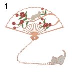 Signet en laiton de style chinois avec pendentif, clip en forme d'ventail pliant, marque de pagination, ...