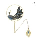 Signet r�tro en m�tal style chinois, paon panda pendentif creux, signet de livre pampilles, marque de ...