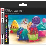 Sketch graphix lot de 12 marqueurs a pointe double japonaise 1 mm pointe biseaute fine 1 mm couleurs ...