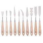 Spatule en acier inoxydable, palette, couteau, outils de peinture, couteaux m�talliques, manche en bois ...
