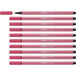 Stabilo lot de 10 stylos feutre pen 68, rouge grenadine