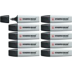 Stabilo lot de 10 surligneurs boss original pastel pointe biseau 2 - 5 mm poudre de gris