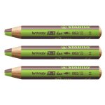 Stabilo lot de 3 crayons multi - talents woody 3 in 1 duo - vert clair - marron