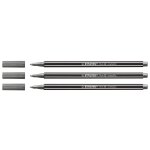 Stabilo lot de 3 feutres m�tallis�  pen 68 metallic - pointe moyenne - argent