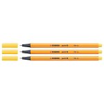 Stabilo lot de 3 stylo - feutres point 88 pointe fine 0, 4 mm jaune