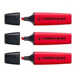 Stabilo lot de 3 surligneurs boss original realred
