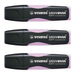 Stabilo lot de 3 surligneurs green boss pastel, lilas