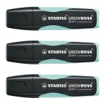 Stabilo lot de 3 surligneurs green boss pastel, turquoise
