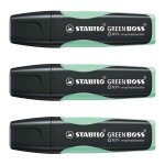 Stabilo lot de 3 surligneurs green boss pastel, vert menthe
