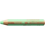 Stabilo lot de 5 crayons multi - talents woody 3en1, rond, vert pastel