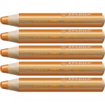 Stabilo lot de 5 crayons woody 3 en 1 extra large orange