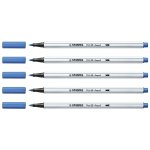 Stabilo lot de 5 feutres pointe pinceau pen 68 brush bleu fonc