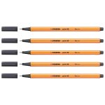 Stabilo lot de 5 stylo - feutres point 88 pointe fine 0, 4 mm gris de payne