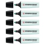 Stabilo lot de 5 surligneurs boss original pastel pointe biseaute 2 - 5 mm turquoise pastel