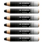 Stabilo lot de 6 crayons marqueur markdry - noir