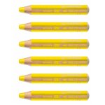 Stabilo lot de 6 crayons woody 3 en 1 extra large jaune permanent primaire