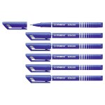 Stabilo lot de 6 stylos feutre fineliner sensor pointe fine bleu