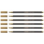 Stabilo lot de 6 stylos feutre pen 68 metallic pointe moyenne or