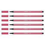 Stabilo lot de 6 stylos feutre pen 68, rouge grenadine