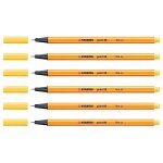 Stabilo lot de 6 stylo - feutres point 88 pointe fine 0, 4 mm jaune