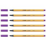 Stabilo lot de 6 stylo - feutres point 88 pointe fine 0, 4 mm lilas