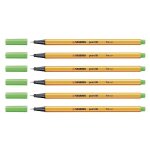 Stabilo lot de 6 stylo - feutres point 88 pointe fine 0, 4 mm vert feuille