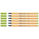 Stabilo lot de 6 stylo - feutres point 88 pointe fine 0, 4 mm vert pomme