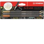 Stabilo blister x 3 feutres m�tallis�s stabilo pen 68 metallic - or, argent, cuivre