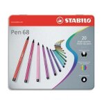 Stabilo boîte métal 20 feutres pen68. pointe moyenne. coloris assortis Stabilo boîte métal 20 feutres pen68. pointe moyenne. coloris assortis