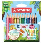 Stabilo crayon de couleur trio animal vibes, etui de 12