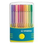 Stabilo etui turquoise plastique refermable  zebrui  de 20 feutres pointe moyenne pen68 coloris assortis ...