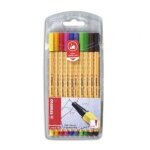 Stabilo pochette 10 feutres point88. pointe extra fine. coloris assortis