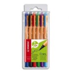 Stabilo pochette 6 stylos feutres greenpoint assortis, noir, bleu, rouge, vert, lilas, turquoise. pointe ...