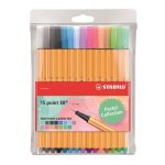 Stabilo pochette x 15 stylos - feutres point 88 - coloris pastel