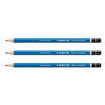 Staedtler lot de 3 crayons papier mars lumograph 100 corps laqu� bleu mine 2 mm b