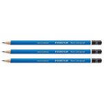 Staedtler lot de 3 crayons papier mars lumograph 100 mine 2 mm bleu 2h