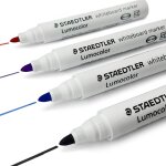 Staedtler 351 lot de 4 marqueurs pour tableau blanc effa�ables a sec pointe ogive 1 noir 1 bleu 1 violet ...