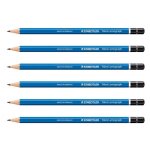 Staedtler lot de 6 crayons papier mars lumograph 100 corps laqu bleu mine 2 mm b