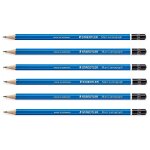 Staedtler lot de 6 crayons papier mars lumograph 100 mine 2 mm bleu 2h
