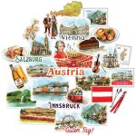 Stickers de voyage classical austria (31 pices) - aquarelle, etanches, dcalcomanies emblmatiques de ...