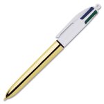 Stylo - 4 couleurs - pointe moyenne - bic - corps m�tal or