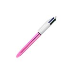 Stylo - 4 couleurs - pointe moyenne - bic - corps m�tal rose